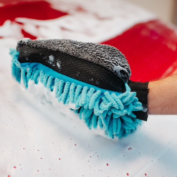 AMOS Powerfluff Serviette Microfibre Ultra-Absorbante, 1000 GSM, 60x80 cm, Bleu + Gant OFFERT