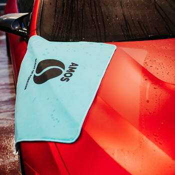 AMOS Powerfluff Serviette Microfibre Ultra-Absorbante, 1000 GSM, 60x80 cm, Bleu + Gant OFFERT