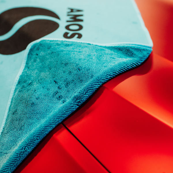 AMOS Powerfluff Serviette Microfibre Ultra-Absorbante, 1000 GSM, 60x80 cm, Bleu + Gant OFFERT