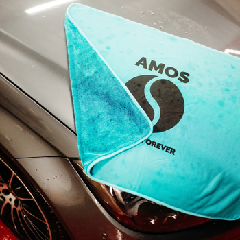 AMOS Powerfluff Serviette Microfibre Ultra-Absorbante, 1000 GSM, 60x80 cm, Bleu + Gant OFFERT