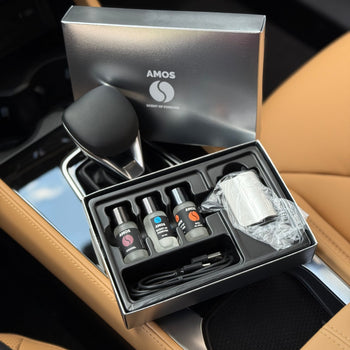 Coffret Amos mini Purple – diffuseur de parfum gris + set violet avec 7 recharges de parfum