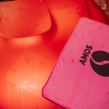 AMOS Powerfluff Serviette Microfibre Ultra-Absorbante, 1000 GSM, 60x80 cm, Rose + Gant OFFERT