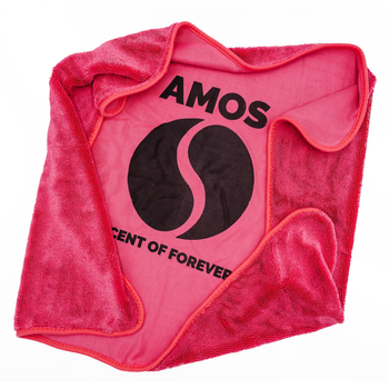 AMOS Powerfluff Serviette Microfibre Ultra-Absorbante, 1000 GSM, 60x80 cm, Rose + Gant OFFERT