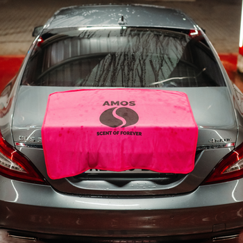 AMOS Powerfluff Serviette Microfibre Ultra-Absorbante, 1000 GSM, 60x80 cm, Rose + Gant OFFERT