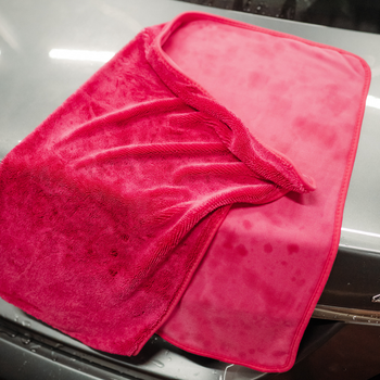 AMOS Powerfluff Serviette Microfibre Ultra-Absorbante, 1000 GSM, 60x80 cm, Rose + Gant OFFERT