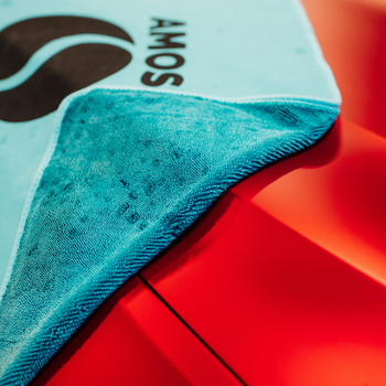 AMOS Powerfluff Serviette Microfibre Ultra-Absorbante, 1000 GSM, 60x80 cm, Bleu + Gant OFFERT