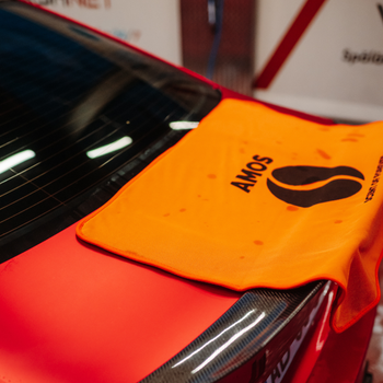 AMOS Powerfluff Serviette Microfibre Ultra-Absorbante, 1000 GSM, 60x80 cm, Orange + Gant OFFERT