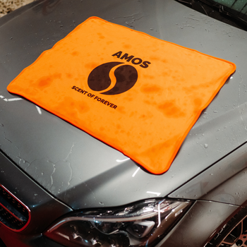 AMOS Powerfluff Serviette Microfibre Ultra-Absorbante, 1000 GSM, 60x80 cm, Orange + Gant OFFERT