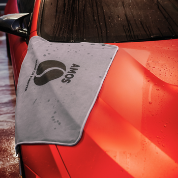 AMOS Powerfluff Serviette Microfibre Ultra-Absorbante, 1000 GSM, 60x80 cm, Gris + Gant OFFERT