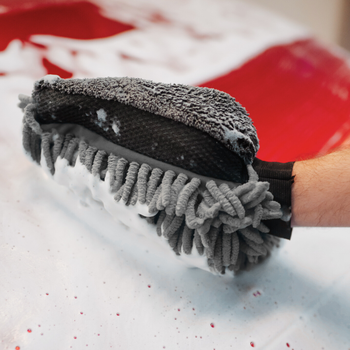 AMOS Powerfluff Serviette Microfibre Ultra-Absorbante, 1000 GSM, 60x80 cm, Gris + Gant OFFERT