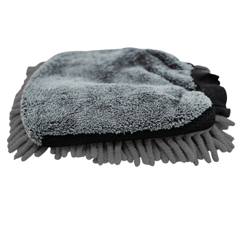 AMOS Powerfluff Serviette Microfibre Ultra-Absorbante, 1000 GSM, 60x80 cm, Gris + Gant OFFERT