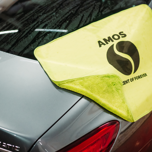 AMOS Powerfluff Serviette Microfibre Ultra-Absorbante, 1000 GSM, 60x80 cm, Vert + Gant OFFERT