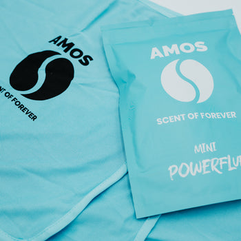 Set de 3 serviettes microfibres bleues AMOS Powerfluff Mini 250 GSM 40 x 40 cm