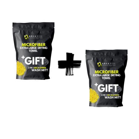 Pack : 2 x Serviettes microfibre auto ultra large Arka Ride 1000 GSM + 2 x Gants OFFERTS