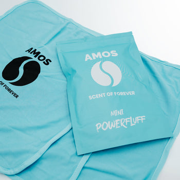 Set de 3 serviettes microfibres bleues AMOS Powerfluff Mini 250 GSM 40 x 40 cm